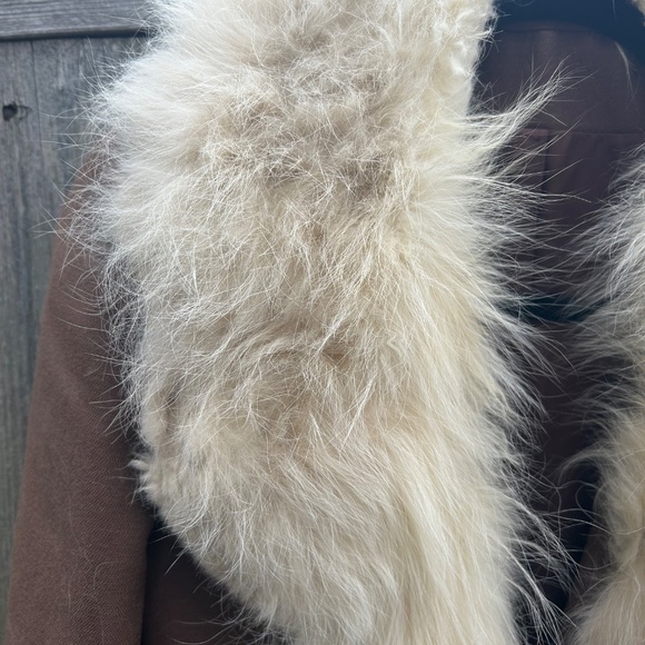 Vintage 60s Wool Coat w/ Fur Collar Pure Virgin Wool Belted Brown Long Coat Anna - Picture 10 of 16